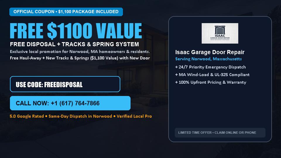 FREE Old Door Haul-Away & Heavy-Duty Tracks in Norwood, MA - Isaac Garage Door Repair