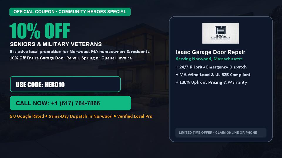 10% OFF Senior, Military & First Responder Discount in Norwood, MA - Isaac Garage Door Repair